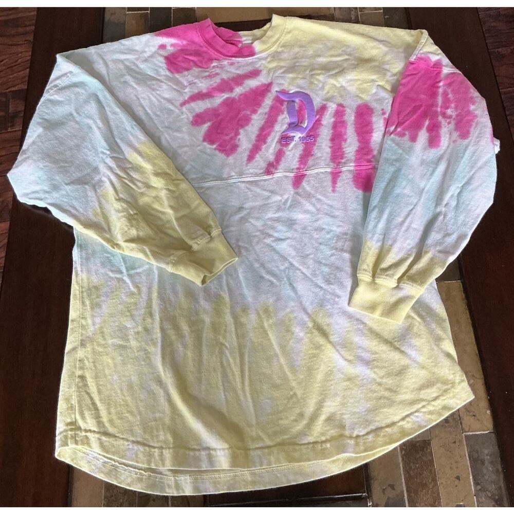 Women's Small Disneyland Disney Parks Tie Dye Pink Blue Spirit Jersey